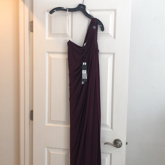 HALSTON HERITAGE One shoulder purple evening dress - Picture 2 of 7